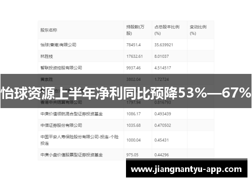 怡球资源上半年净利同比预降53%—67%